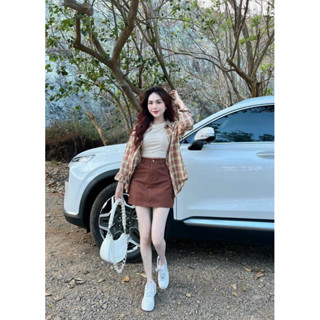 Sét váy thời trang nữ mặc đi chơi áo khoác chất bố caro kèm áo lót coton mix chân váy chữ a tuyết mưa QC🌹