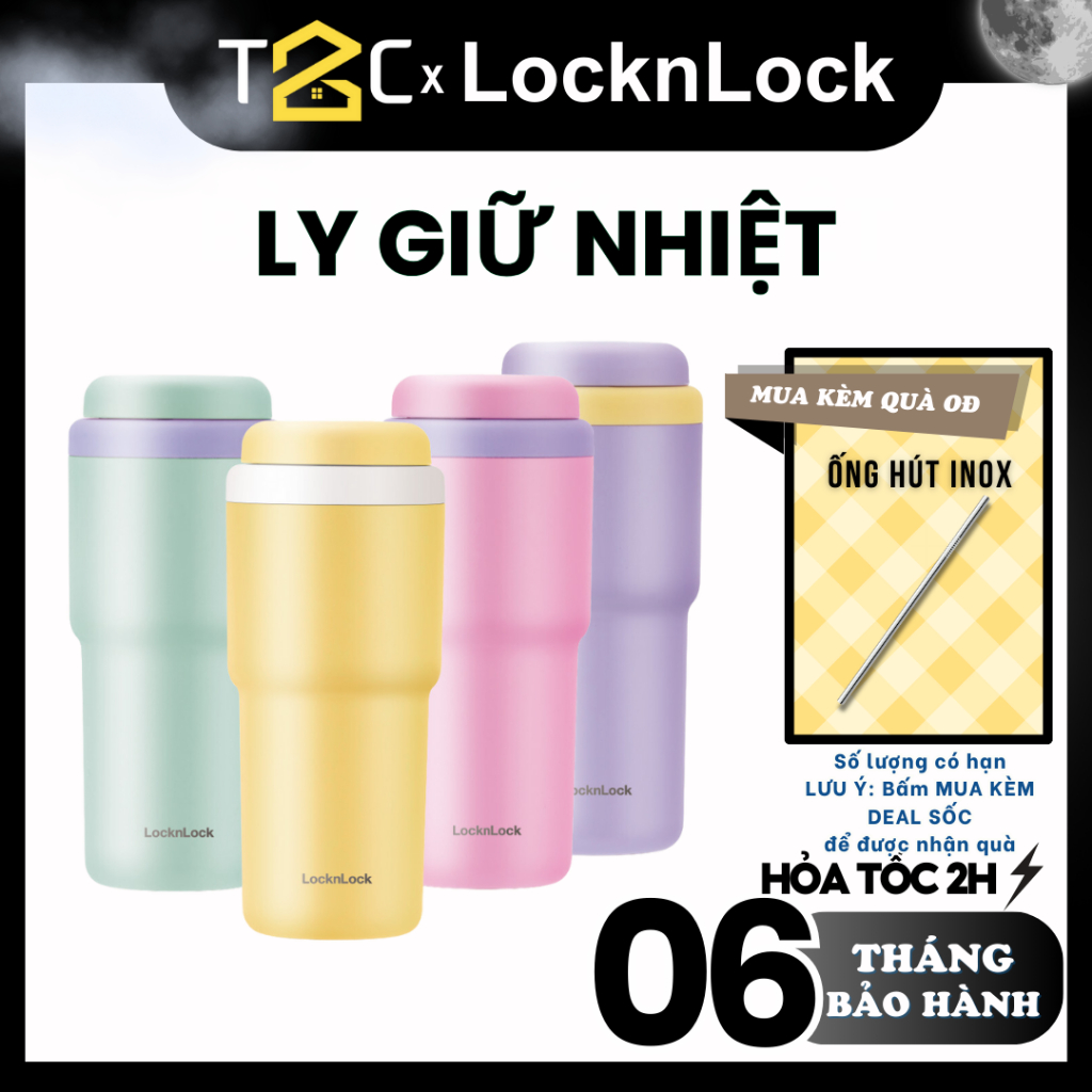 Bình Giữ Nhiệt LocknLock To 480ml Chính Hãng Cao Cấp, Ly Nước Daily Macaron Cute Nhỏ Gọn  LHC3292