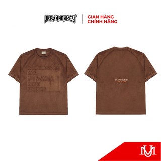 Áo Thun Da Lộn Nam Nữ Unisex URBAN MONKEY " 3D QUOTE F&F SUEDE TEE BROWN " Chất Liệu Da Lộn Cao Cấp In Phối Màu Nâu