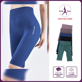 Quần short thể thao (T02) cơ bản lưng cao thể thao Free size, Quần legging ngố nữ cạp cao gen bụng