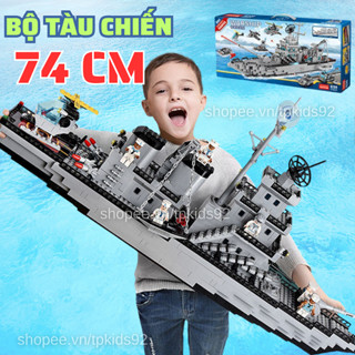 Đồ chơi lắp ráp cho bé trai: mô hình tàu chiến hạm, tàu sân bay kích thước lớn, máy bay, xe tăng