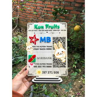 Bảng gỗ Khắc mã Qr code số tài khoản ngân hàng thiết kế và làm theo yêu cầu của quý khách