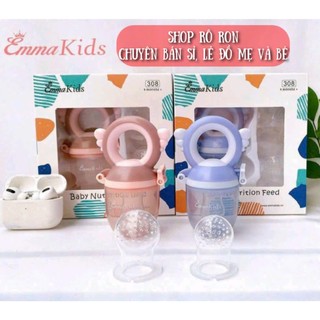 Túi nhai silicon EMMA KIDS - Túi nhai chống hóc cao cấp cho bé kèm 3 núm nhai - Shop Rô Ron