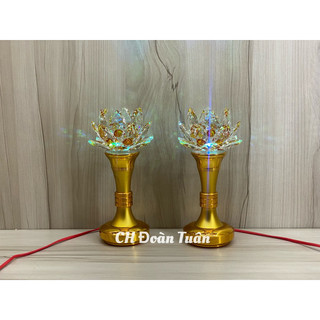 Đèn Thờ Pha Lê - Đèn Cầu Sen Cao Cấp ( Một Cặp)