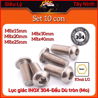 Bulong Ốc lục giác INOX 304 M8 - Đầu dù tròn (Đầu Mo)-(Set 5 con hoặc 10 con)