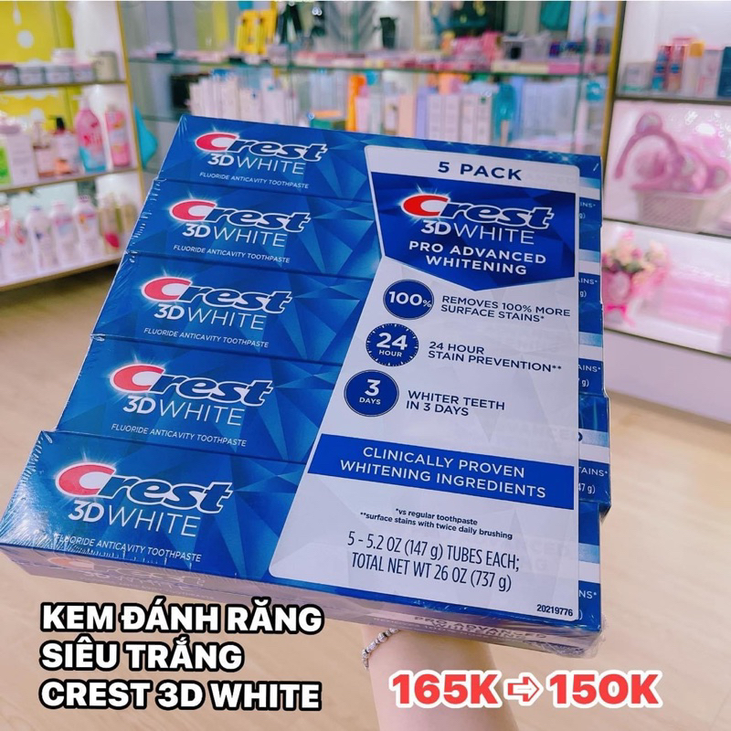 Kem trắng răng Crest 3D Pro Advanced White (bản cải tiến)