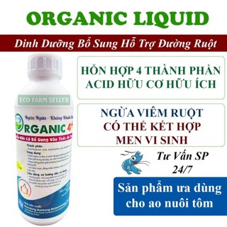 Chai 1L Acid Hữu Cơ ORGANIC 4+ Cho Tôm Cá - Dinh Dưỡng Bổ Sung Hộ Trợ Đường Ruột