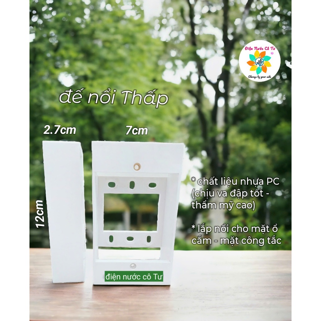 ( 1 CÁI, 3 CÁI, 5 CÁI) Đế nổi bắt mặt ổ cắm, mặt công tắc, mặt CB cóc - đế nổi thấp - Đế nổi cao Sin