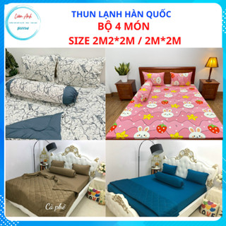 [2M*2M/ 2mx2m2] Bộ 4 món Ga trải giường thun lạnh Hàn Quốc - Nhận may hàng đặt theo yêu cầu