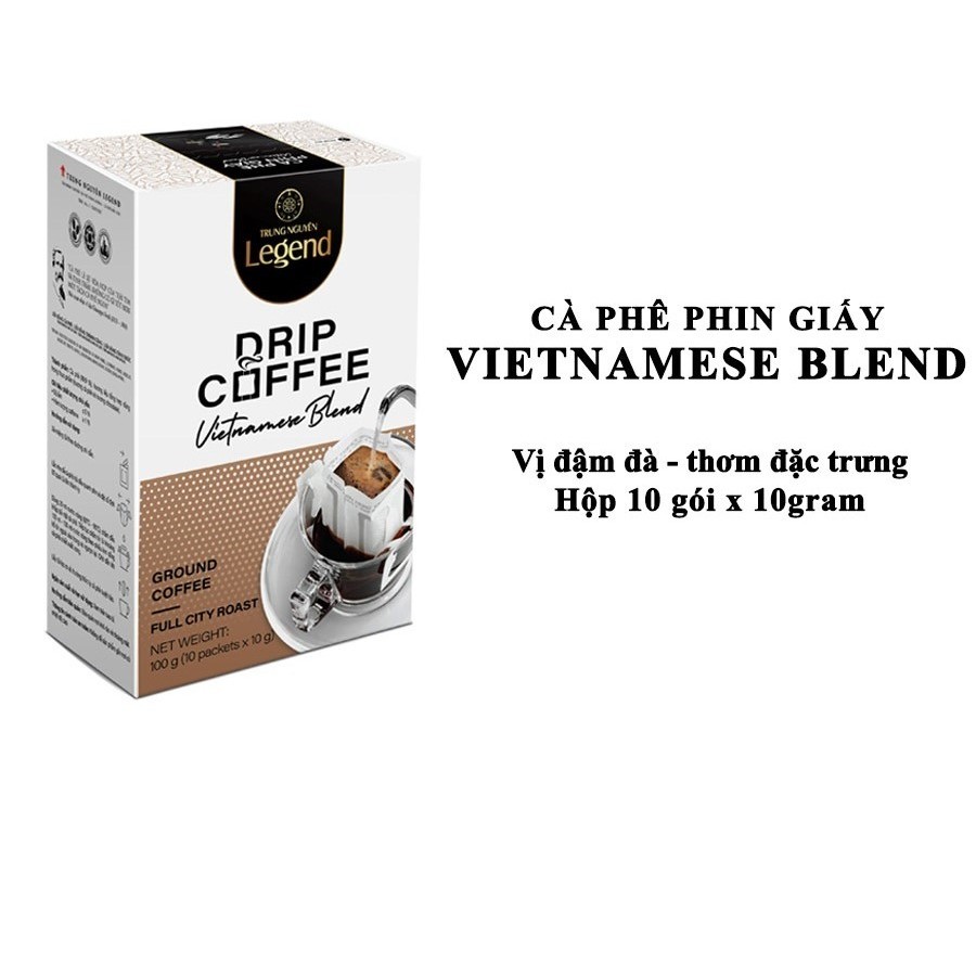 Cà phê phin giấy Vietnamese Blend,fusion,americano Trung Nguyên  - Hộp 10 gói x 10gr