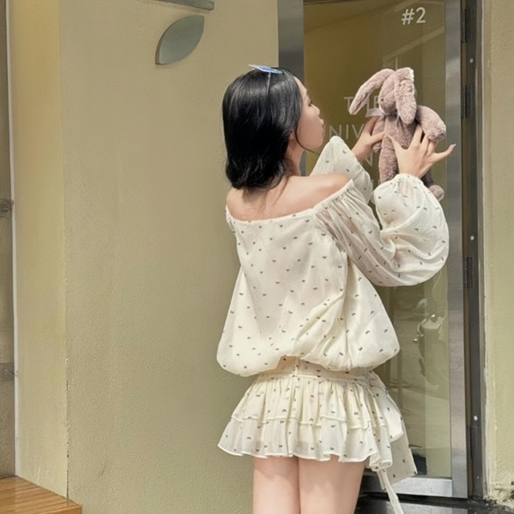 [VIDEO/ SẴN] VÁY TRỄ VAI DÁNG BÍ DÀI TAY BỒNG BO CHUN HÔNG ĐÍNH NƠ SIÊU XINH V14 | BigBuy360 - bigbuy360.vn