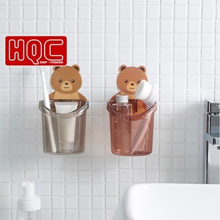Cốc gấu cốc dán tường nhà tắm - cốc đựng bàn chải đánh răng treo tường HQC-033
