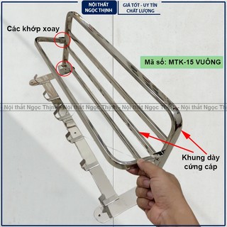 Thanh vắt khăn (giá treo khăn) 2 tầng inox 304 cao cấp không gỉ ( MKT- 15 GẬP ) tặng kèm bộ vít tường