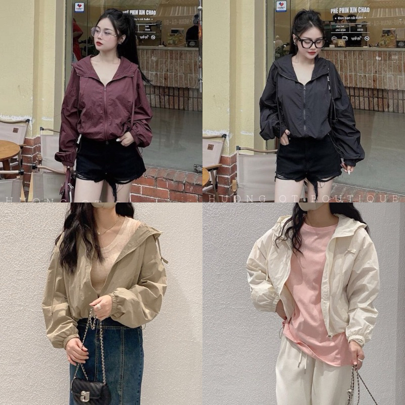 Áo Khoác Gió Nữ 2lớp CÓ MŨ From vừa có dây mũ | BigBuy360 - bigbuy360.vn