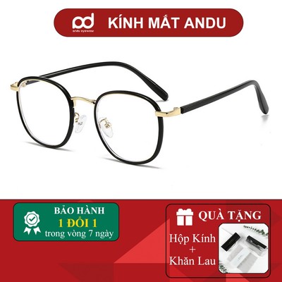Gọng kính cận thời trang nam nữ ANDU EYEWEAR dáng vuông bo tròn chống UV chất liệu kim loại 21100