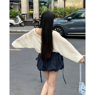 [Bigsize 45-100kg] Áo Khoác Len Lily Cardigan Dệt Kim Dáng Ngắn Cánh Dơi Dáng Rộng Thời Trang Cho Nữ Rộng Gingerbear