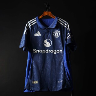 Player bộ đá bóng Manchester United Leaguestore - quần áo bóng đá thể thao nam sân khách 24/25 xanh than cổ bẻ form âu
