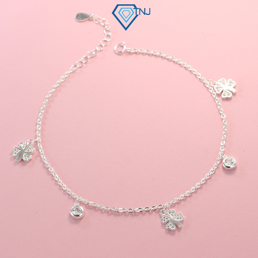 Lắc chân bạc nữ đẹp giá rẻ cỏ bốn lá may mắn LCN0044 - TRANG SỨC TNJ
