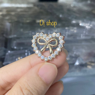 Nút kim loại hình trái tim đính đá siêu dễ thương