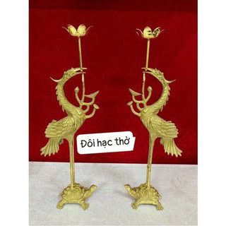 Đôi Hạc thờ các cỡ bằng đồng nguyên chất màu vàng bóng