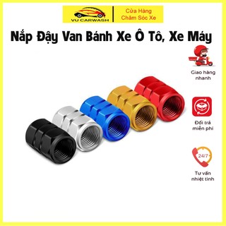 Bộ 4 Nắp Đậy Van Bánh Xe Ô tô, Xe Hơi, Xe Máy, Xe Đạp Bằng Hợp Kim Nhôm Nhiều Màu Sắc VAN