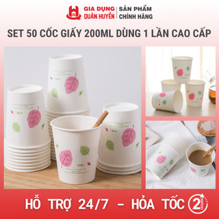 Set 50 cốc giấy 200ml dùng 1 lần nội địa trung cao cấp