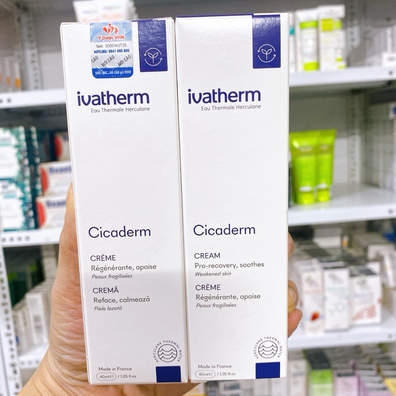 [Mã COSBAUH3 giảm 8% đơn 300K] Kem Tái Tạo Phục Hồi Tổn Thương Da Và Ngăn Ngừa Sẹo Cicaderm Cream Ivatherm 40ml