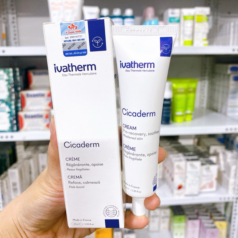 [Mã COSBAUH3 giảm 8% đơn 300K] Kem Tái Tạo Phục Hồi Tổn Thương Da Và Ngăn Ngừa Sẹo Cicaderm Cream Ivatherm 40ml