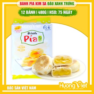Bánh pía kim sa Tân Huê Viên ĐẬU XANH tan chảy 500g, bánh pía Sóc Trăng tan chảy, vị bán chảy [TÚI 12 BÁNH]