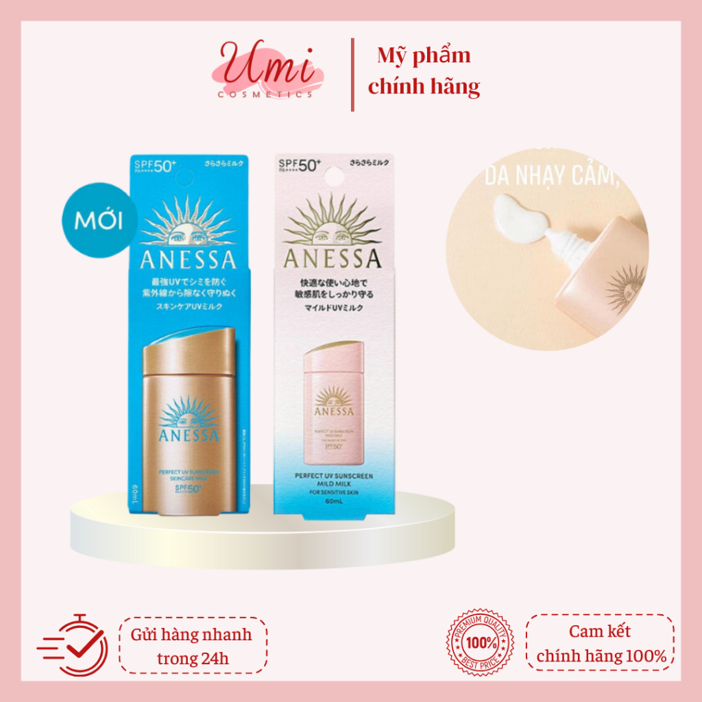Kem Chống Nắng Anessa Dạng Sữa Perfect UV Sunscreen Mild Milk / Skincare Milk SPF 50+ PA++++ 60ml Nh