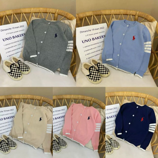 Áo khoác cardigan thêu ngựa cho bé Monday Kids, áo khoác len kẻ sọc thu đông bé trai bé gái