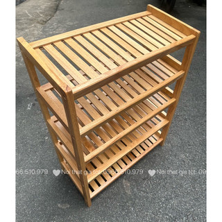 Kệ giày dép gỗ cao su sơn PU 3;4; 5 tầng, hàng đóng hộp khách tự lắp ráp ship hoả tốc HCM