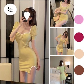 Đầm Body Cổ Vuông, Tay phồng Siêu Tôn Dáng, Phù Hợp Đi Tiệc, Đi Chơi