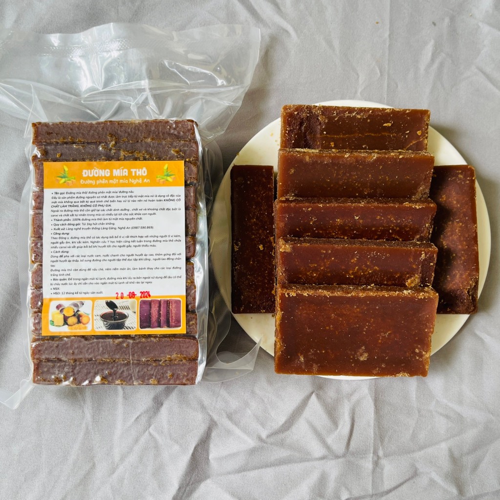 Đường Mía Thô Nguyên Chất Đường Đen Đường Nâu Bổ Khí Huyết Sản Xuất Thủ Công Không Hoá Chất Túi 1Kg