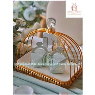  Khay Kệ 1 Tầng Lồng Chim Đĩa Sứ Chữ Nhật Đựng Bánh Kẹo Trang Trí Sinh Nhật Tiệc Trà Gia Tiên Cưới 