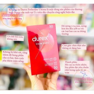 Bao cao su durex siêu mỏng Úc hộp 10 chiếc, 30 chiếc
