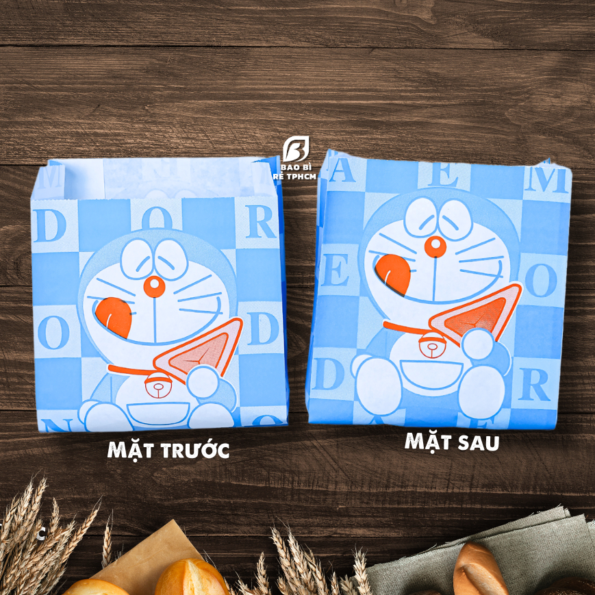Túi Giấy Kraft Doremon Đựng Hot Dog, Ăn Vặt
