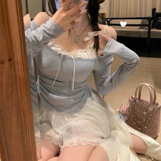 ÁO THUN BẸT VAI PHỐI YẾM CỘT NƠ RÚT DÂY ĐÁNG YÊU VÔ CÙNG KU21