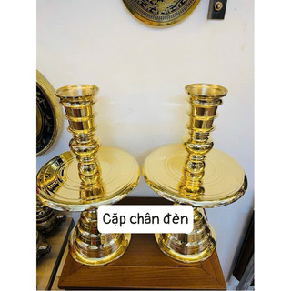 Cặp Chân Đèn Thờ Cúng Bằng Đồng cao 28cm ,45cm