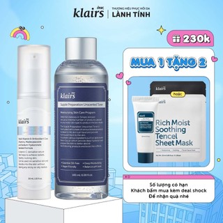 Combo Tinh chất Dear, Klairs Freshly Juiced Vitamin Charging Serum 30ml+ toner 180ml
