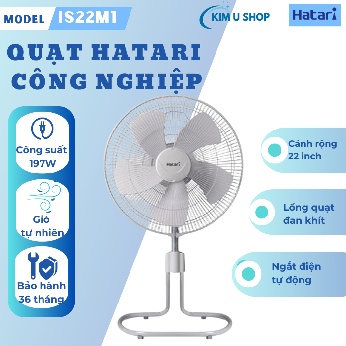 Quạt chân quỳ công nghiệp Hatari IS22M1 Thái Lan - 197W - Hàng chính hãng
