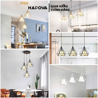 Bộ 03 Đèn thả trần, đèn trang trí kim cương HAPOVA ETAS 6527 cỡ 250mm