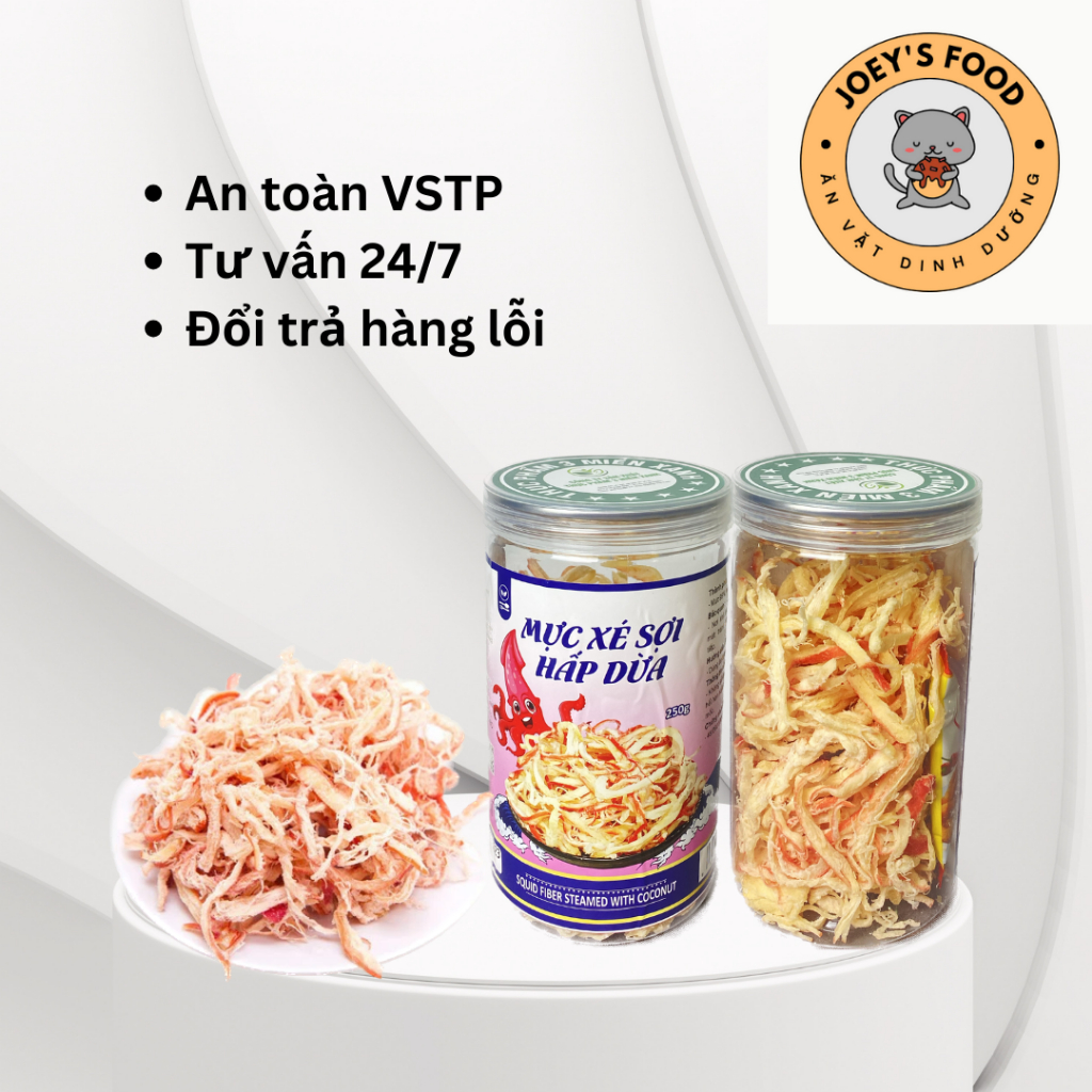 MỰC XÉ SỢI HẤP DỪA 250g Ăn vặt dinh dưỡng - Joey's Food