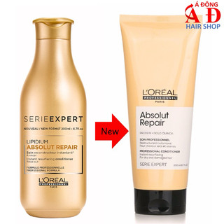 Dầu xả Loreal Absolut Repair phục hồi siêu mềm mượt cho tóc hư tổn khô xơ rối 200ml (SPAIN)