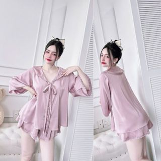Đồ Ngủ Pijama Bigsize MIKY, Đồ Ngủ Bigsize lụa Latin cao cấp mềm mại xinh xắn < 80KG