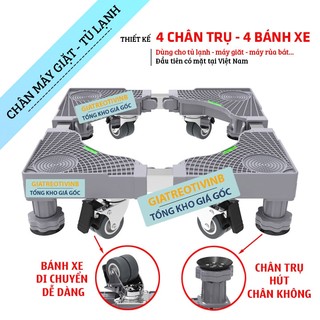 [Hàng Nhập Khẩu - Cao Cấp ] Chân đế kê máy giặt - Tủ lạnh 4 Trụ đứng - 4 Bánh Xe và điều chỉnh cả 2 chiều 42 - 66cm