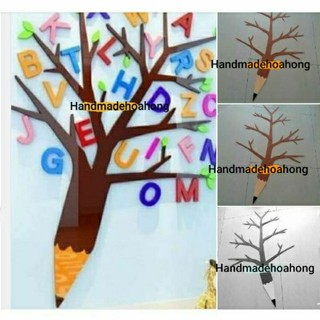 { H8 - CAO 95cm } 1 THÂN CÂY XỐP ( KHÔNG GỒM: CHỮ, LÁ ) - 5 khung hình trang trí bằng giấy xốp - hình trang tr