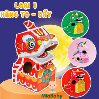 Đồ Chơi Hoá Trang Lân Trung Thu, Đầu Kỳ Lân Khủng Long Bằng Giấy Carton, Đồ Chơi Trung Thu DIY cho bé