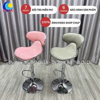 Ghế Quầy Bar Mẫu Da Cá, Ngồi Quầy Lễ Tân, Ghế Trang Điểm- Makeup Xoay Bọc Da Chân Inox Tĩnh Điện Dày Dặn Kèm Ảnh Thật
