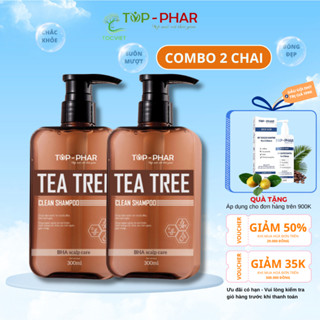 Combo 2 chai dầu gội kích thích mọc tóc Tea Tree tinh chất tràm trà có BHA giúp giảm rụng trị nấm TocViet